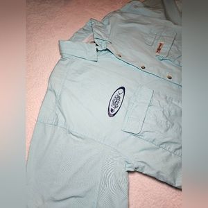 Hook Tackle Outfitters Fishing Shirt Men Size Medium Baby Blue